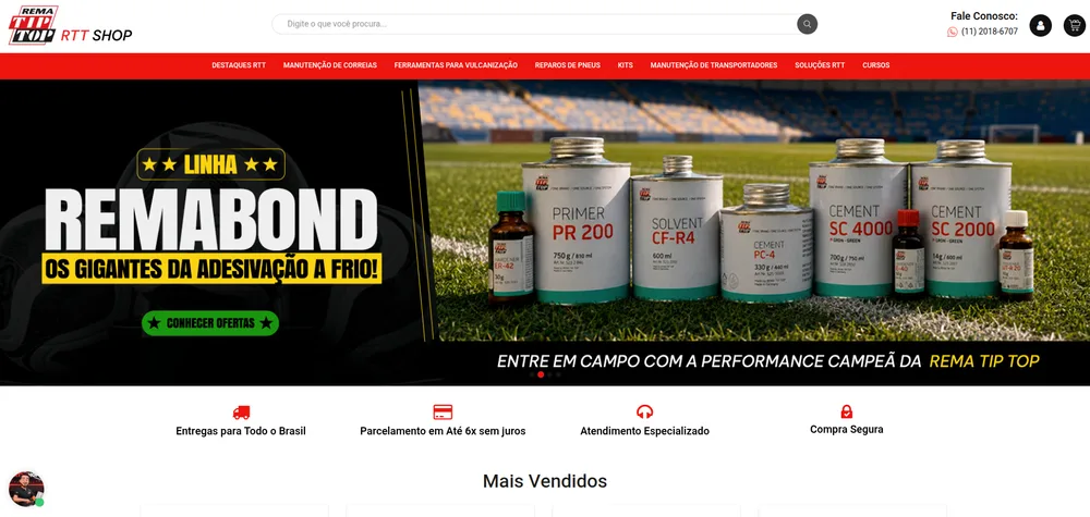 Loja RTT Shop · Rema Tip Top desenvolvida pela Inventando Sites